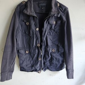 Womens Size L Banana Republic NAVY BLUE Jacket with sweatshirt Sleeves
